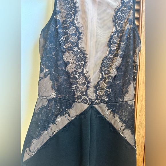 Topshop Women's Nude Mesh Lace Detail Plunge Romper Black Size US: 6 UK: 10 - Picture 14 of 15